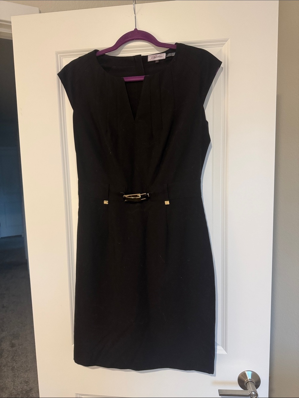 Calvin Klein Black Midi Dress with Gold Buckle